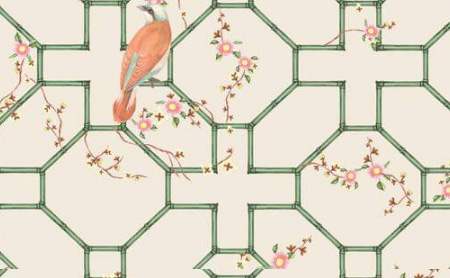 纹理图片1891-中国风花窗外的鸟语花香无缝平铺背景图片
