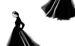纹理图片1442-穿黑裙的女士无缝背景图案