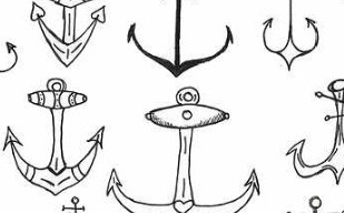 纹理图片1515-手绘船锚无缝平铺背景图案