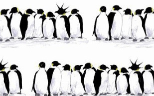纹理图片1548-企鹅群无缝平铺背景图案