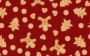 烘焙圣诞树饼干与姜饼小人无缝平铺背景图片-纹理图片2096