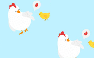 有爱的母鸡与小鸡无缝平铺背景图片-纹理图片2299