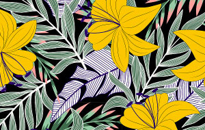 热带植物插画无缝平铺纹理图片-背景图片2412